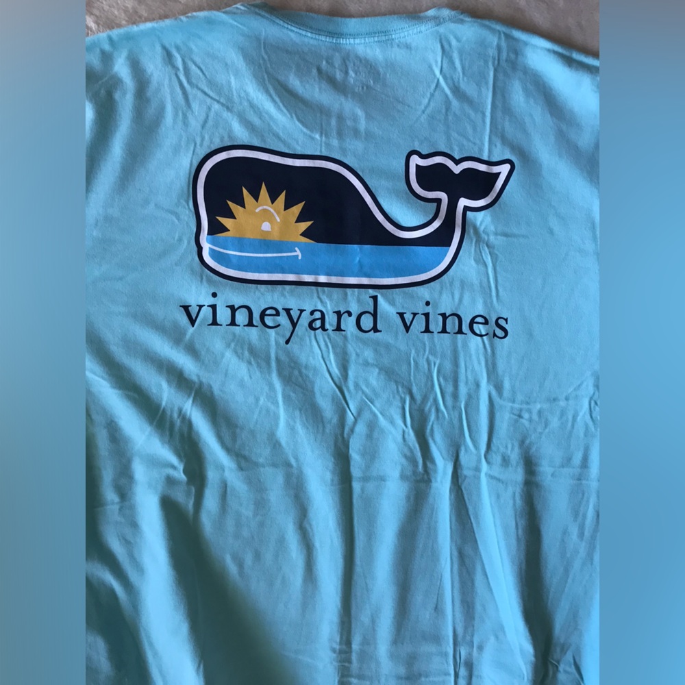 Vineyard Vines Aqua Tee with Sun Whale Graphic